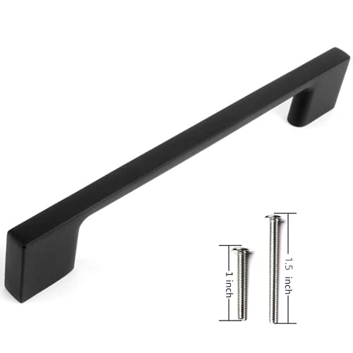 Wood Grip Collection - 10 Pack Contemporary Solid Sleek Handle Pulls for Kitchen Cupboard Door, Dresser Drawers, Bathroom cabinets, Office Furniture and Wardrobe (5