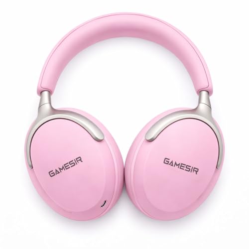 Image of GameSir Bass Wireless Headphones with Bluetooth 5.3, 40mm Drivers, Deep Bass Stereo Sound, Over-Ear Noise Isolation Headset with LED Light, Built-in Mic for PC, Mobile & Laptop (Pink)