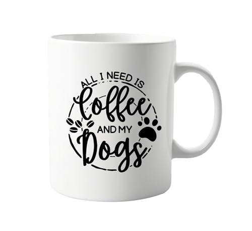 All I Need is Coffee and My Dogs 11oz Mug – Funny Dog Lover Mug for Coffee, Tea, Hot Chocolate or Any Drink – Perfect for Dog Parents Who Can’t Start Their Day Without Their Pets!