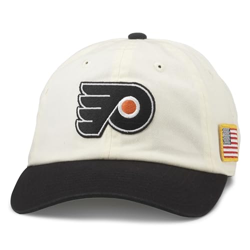 American Needle United Slouch NHL Team Casual Dad Hat Philadelphia Flyers Ivory/Black (43572A-PHF)