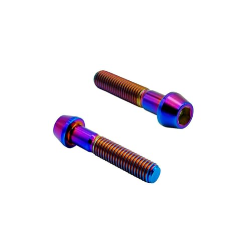 Image of RISON Titanium Bolts Ti Bolt M8*1.25 * 30 Hex Tapered Socket Head 5Pcs Burnt Blue Titanium Hex Tapered Head Bolt Screw for Bike stem