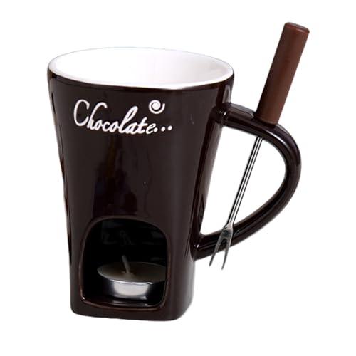 Taza de fondue dulce – tazas pequeñas para derretir chocolate, tazas de cerámica para fondue de chocolate, taza de café, adecuada para derretir queso de postre y fiestas en casa | para lejos
