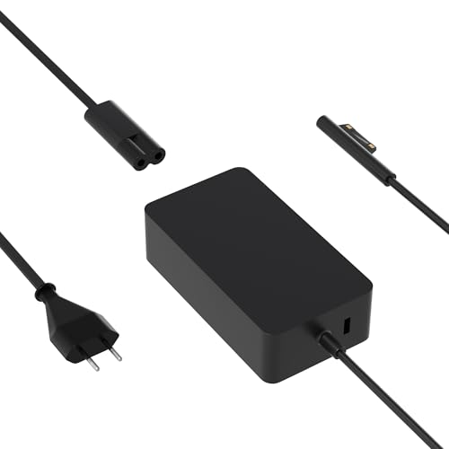 SLRIOYS Surface 65W Cargador Microsoft Surface Pro 3 4 5 6 7 7+ 8 9 10 X Surface Laptop 7/6/5/4/3/2/1 Surface Book 3/2/1 Surface Go 4 3 2 1 Tablet Windows Reemplazo de Cargador Portátil 5V Puerto USB