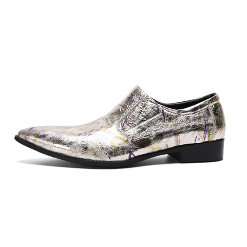 Men's Leather Shoes, Business Casual Shining Pointed Toe Men's Dress Shoes, Wedding Party Banquet Nightclub Host Barber Stage Uniform Office Shoes2