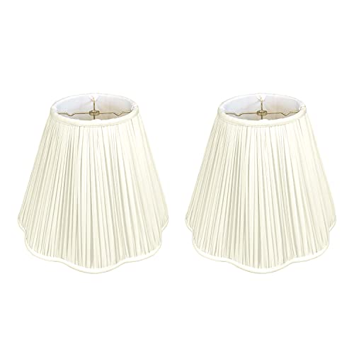 Royal Designs, Inc. Bottom Scallop Gather Pleat Basic Lamp Shade, Eggshell, 8 x 16 x 13, BSO-754-16EG-2, Pack of 2