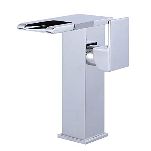 Wovier Led Water Flow Chrome Waterfall Bathroom Sink Faucet,Color Changing,Single Handle Single Hole Vessel Lavatory Faucet,Basin Mixer Tap Tall Body #TOP27