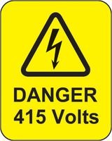 Etiquetas de Señalizacion, Danger 415V, SAV, (PK 100), signos de protección personal, seguridad del sitio, paquete de 100 piezas - 59767