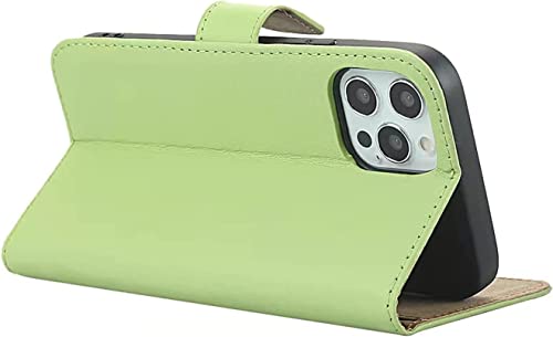 Étui pour iPhone 13 Pro Max en cuir véritable antichoc vert - 4