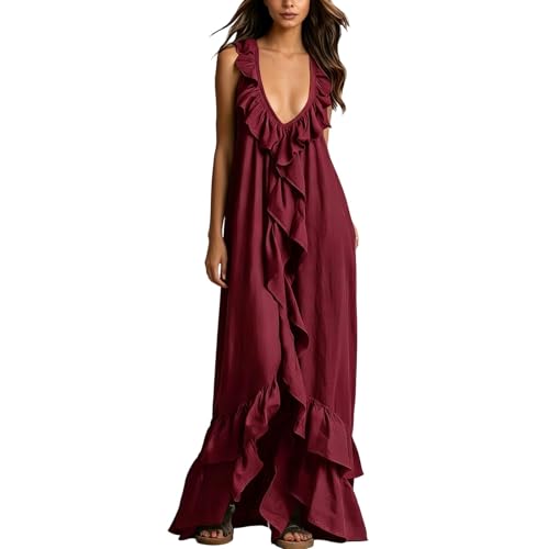 Robe de plage sans manches à volants pour un confort frais