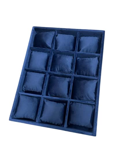 Arah Jewels Premium Velvet 12 Grid Watch Organizer Jewelry Tray Bracelet Bangle Watch Display Holder Adjustable Pillow (Blue) (B0C24TVW4T) Amazon Price History, Amazon Price Tracker