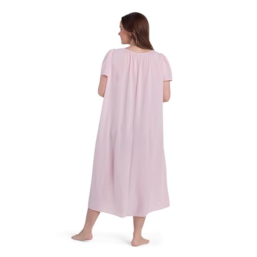 Image of Miss Elaine Nightgown - Women's Long Tricot Nightgown, Short Flutter Sleeves, Comfortable Lightweight Fabric, Sleepwear