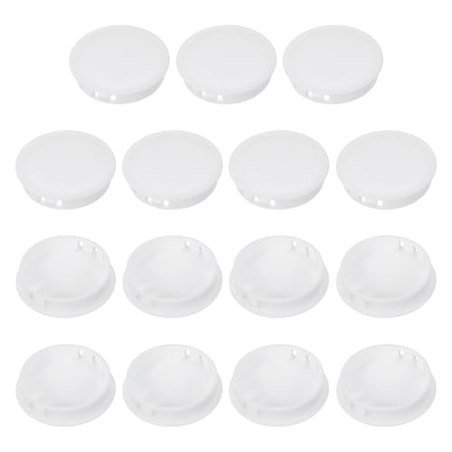 Image of PATIKIL 50 mm /2 inch Plastic Hole Plugs, 15 Pack Flush Type Round Plug Snap in Hole Panel Tube Kitchen Cabinet Furniture Fencing Post Pipe Insert End Caps, White