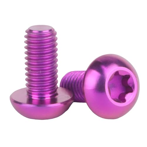 Image of 6PCS Titanium Bike Screw M5x10mm Bicycle Disc Brakes Rotor Bolts Torx T25 Head (Purple)