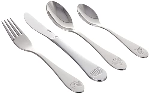 Raupe Nimmersatt 19409 Kinderbesteckset 4tlg, Edelstahl Edelstahlbesteck, Mehrfarbig, 21 x 14 x 2.5 cm