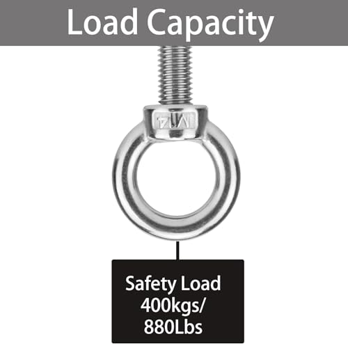 Image of M14 Stainless Steel Eye Bolts with Nuts 2 Pack, M14 x 50mm (9 /16 inch x 2 inch) Lifting Shoulder Ring Eye Bolt for Boat & Hang, Heavy Duty Strong Marine Grade Threaded Eyebolts for Tie Down Outdoor