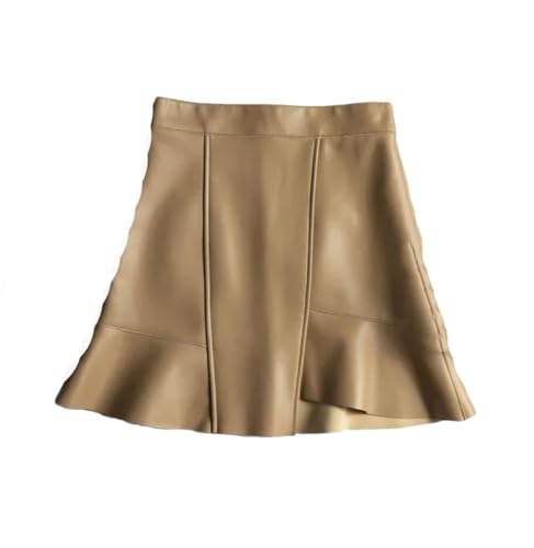 Women Mini Leather Fishtail Skirt Mujer High Waist Ruffle Irregular Skirt Office Work Skirts