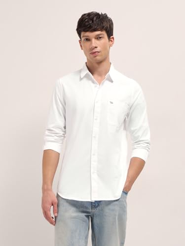 Image of THE BEAR HOUSE Men's Blue Tailored Fit Full Sleeve Cotton Solid Shirt