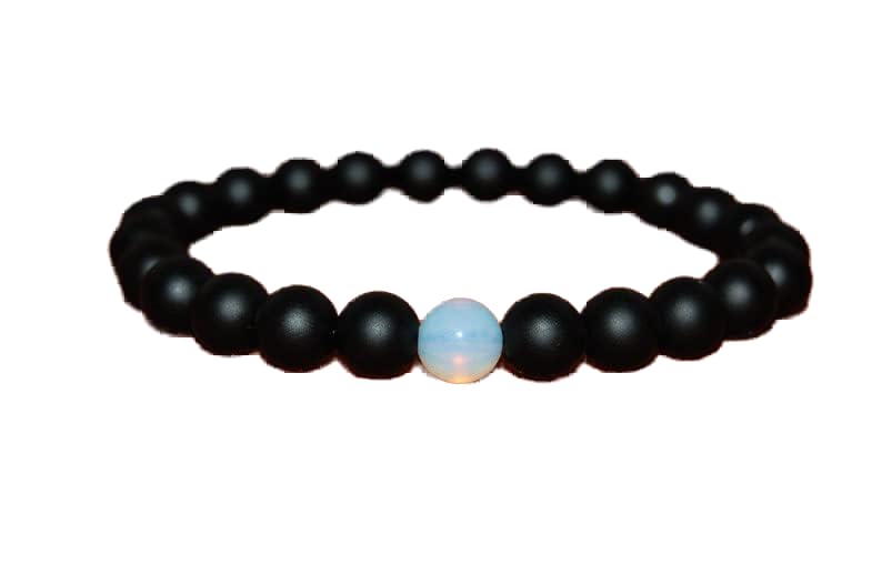Bracelet onyx noir anti-stress et opalite pour retrouver la sérénité