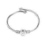 sales today clearance women gifts under 5 dollars today show deals Letters Stainless Wire Bracelet Heart-Shaped Bracelet Womens Long Bracelet A-Z Letter Cuff Bangle Birthday Gift for Women
