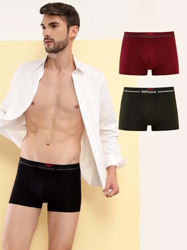 Image of HiFlyers Men's Cotton Spandex Odour-Free, Long Lasting Comfort, All Day Fresh and Confidence Dark Knight Collection Solid Trunks