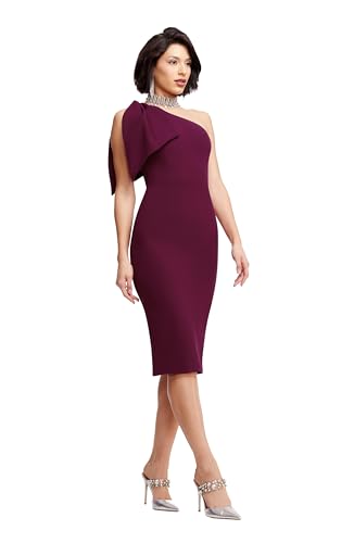 Image of Dress the Population Womens Tiffany One Shoulder Bow Detail Midi Sheath Dress