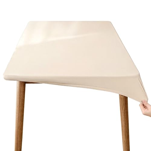 Nappe ajustée beige 80x130 cm imperméable et élastique pour table rectangulaire