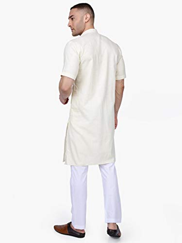 Image of Rajubhai Hargovindas Men's Premium Cotton Half Sleeve Solid Kurta