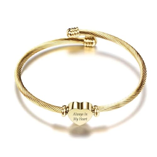 zeqingjw Heart Cremation Bracelet for Ashes Stainless Steel Urn Bangle Bracelet Memorial Keepsake Ash Jewelry for Women Men