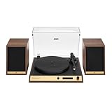 All In One Sound Setup: A vinyl player with speakers offering high-quality sound and style. The Bluetooth Record player features 33 1/3 & 45 RPM speed settings so you can adjust to any vinyl, and the included bookshelf speakers deliver true stereo au...