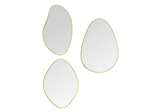 Mirrors and More Juego de 3 espejos de pared con marco de metal dorado
