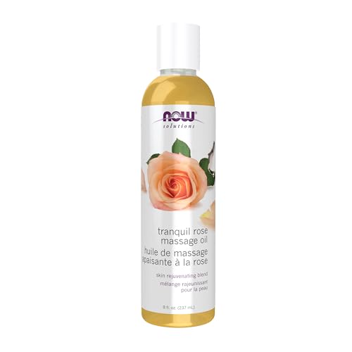 NOW Solutions, Tranquil Rose Massage Oil, Body Moisturizer for Dry Sensitive Skin, Promotes Healthy-Looking Skin, 8-Ounce