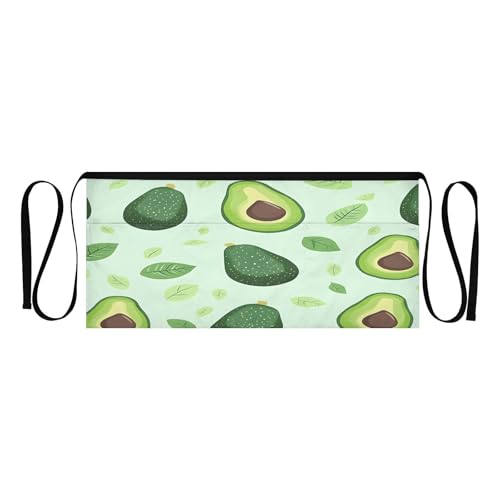 Kigai Avocado Server Aprons for Men Women Water & Oil Resistant Waitress Waiter Waist Apron with 3 Pockets