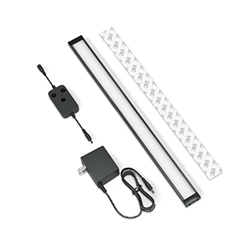 Image of EShine 1 Pack 20 inch Black Smart Dimmable LED Under Cabinet Lighting Kit Compatible with Alexa, Google - Light Color Cool White (6000K)