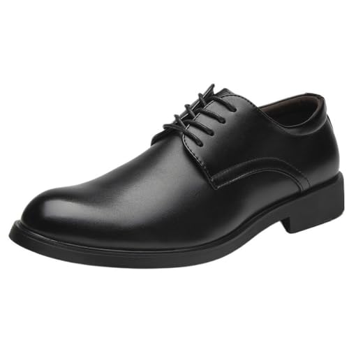 Men's Black Oxford Shoes Wingtip Formal Lace-Up Dress Professional for Wedding & Business