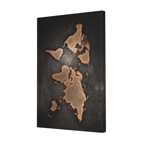 Peinture carte du monde rouille 40x60cm ObabO haute qualité