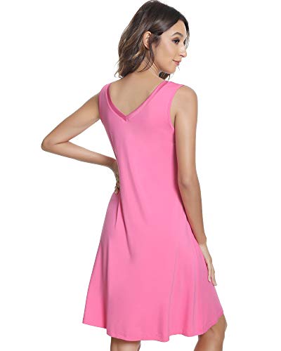 Image of NACHILA Nightgowns for Women-Viscose Made from Bamboo V Neck Nightshirts