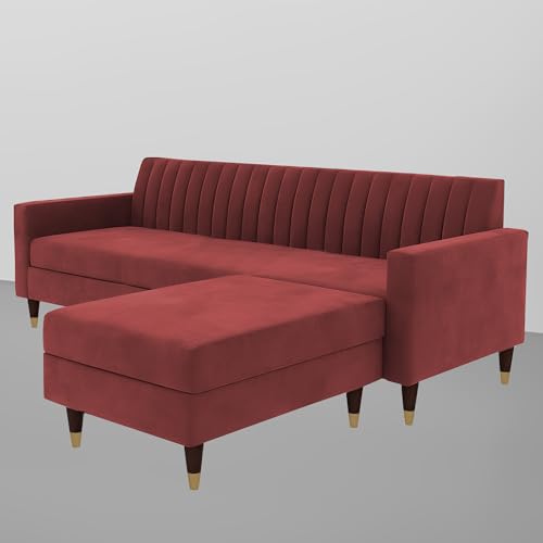 Image of Casaliving Garcia 4 Seater L Shape Convertible Sofa Set for Living Room, 3 Seater & Ottoman Modular Sectional Couch for Small Space (Maroon in Colour Premium Fabric)