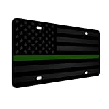 JASS GRAPHIX Military Thin Green Line American Flag License Plate Matte Black on 1/8