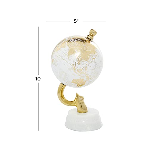 Deco 79 Aluminum Globe with Marble Base, 5" x 5" x 10", Gold by Deco 79 - Image 4