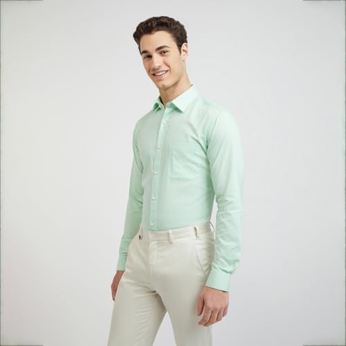 Raymond Men's Pure Cotton Checks Pattern Slim Fit Semi Cutaway Collar Full Sleeve Formal Shirt