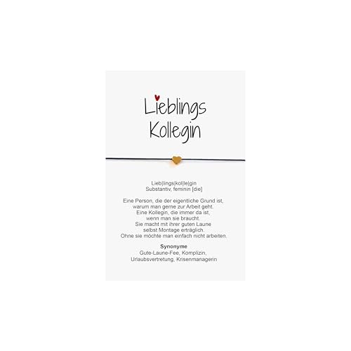 Generisch Glücksarmband Lieblingskollegin Definition Herz mit Karte beste Kollegin Arbeitskollegin Synonym Wunscharmband Wunscharmband Freundschaftsarmband schlichtes Armband Geschenk Danke