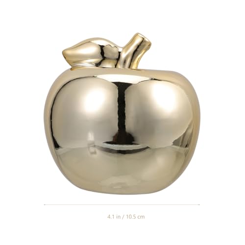 Estatua de cerámica en forma de manzana dorada miniatura 2