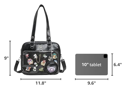 Image of Square Kawaii Ita Bag Crossbody Shoulder Backpack With Insert Pin Display | Large Space For Dolls & Badges, For Anime Kpop Lovers Daily Outings