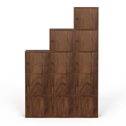 Image of BLUEWUD Calcio Combo Filing Storage Cabinet Rack Organizer Wardrobe Almirah Cupboard for Clothes with Multiple Closed Shelves for Bedroom Kitchen Living Room Home, DIY (Brown Maple) (111 X 36 X 169)CM