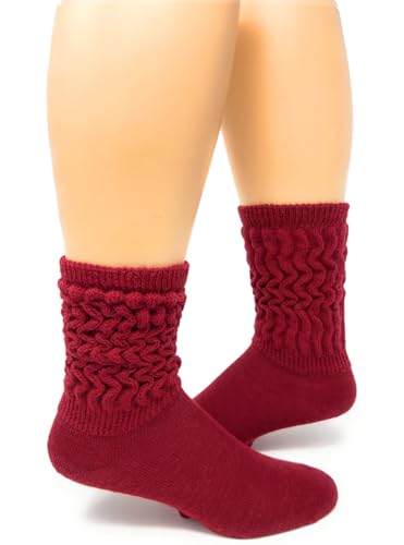 WARRIOR ALPACA SOCKS - Women's Scrunchy Slouch 100% Alpaca Wool Socks (Medium, Pepperberry)