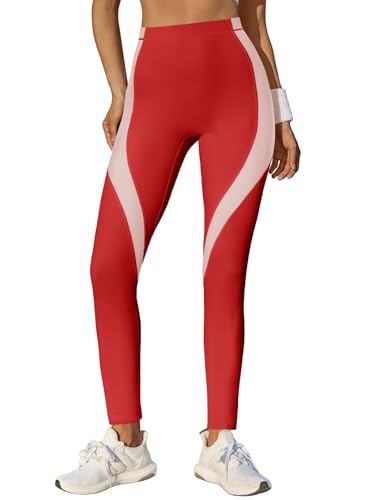 Legging taille haute sport femme Fisoew : pantalon yoga course à pied extensible