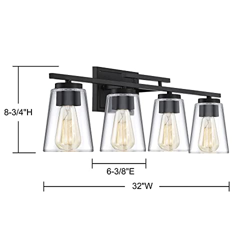 Savoy Essentials 8-1020-4-BK Calhoun Modern Bohemian Clear Glass Bathroom Vanity Wall Light, 4-Light 240 Total Watts, 9" H x 32" W, Black by Savoy House - Used condition - Image 6