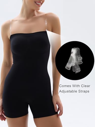 Image of SHAPERX Strapless Shortie Bodysuit for Women Tummy Control Shapewear Seamless Sculpt Body Shaper with Removable Straps