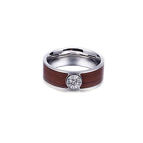 Bague bois homme acier inoxydable taille 60 anneau 8mm zirconium