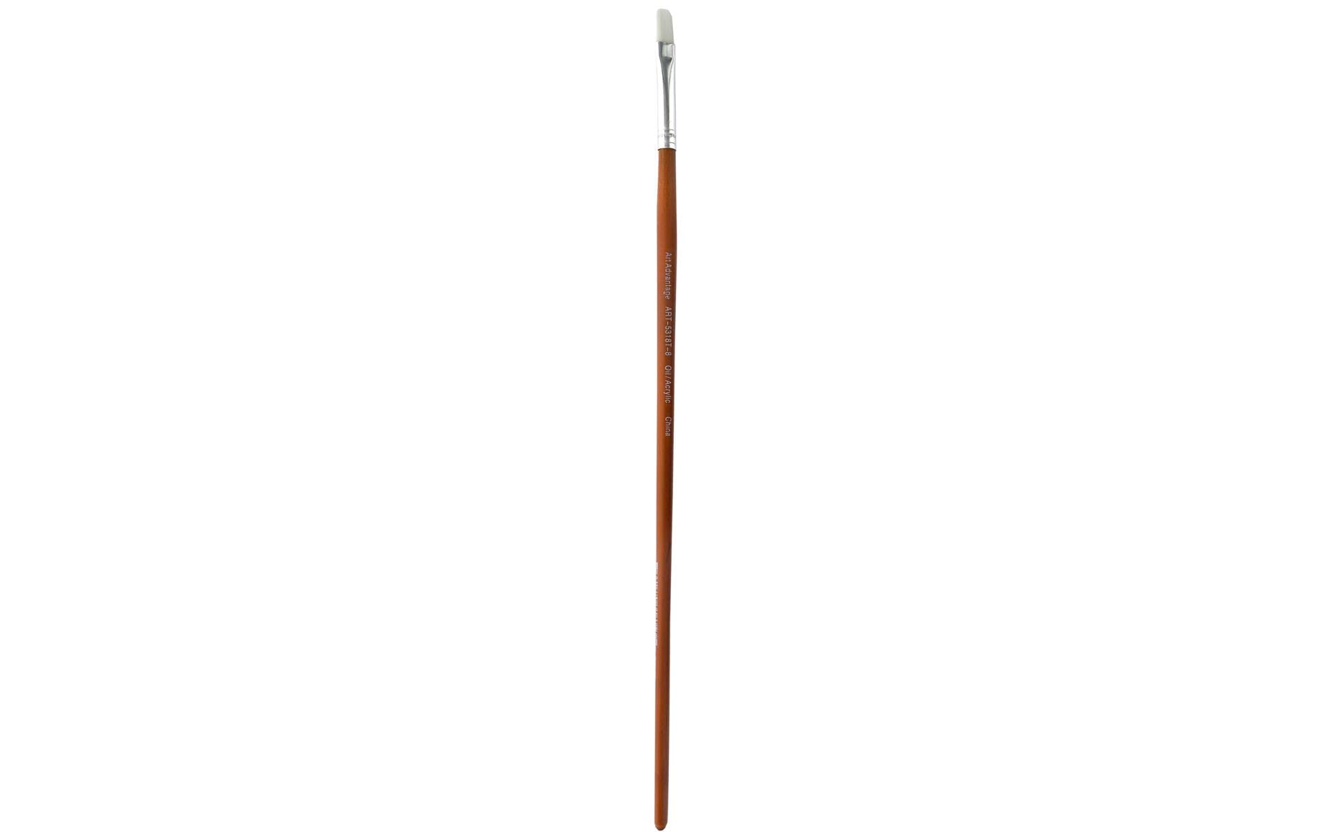 Art Advantage White Nylon Bristle Long Handle Filbert #8 Paint Brush with Wood Handle - Paint Brushes for Acrylic Paint, Oil or Watercolor Paint - Face Paint Application, Nail Art